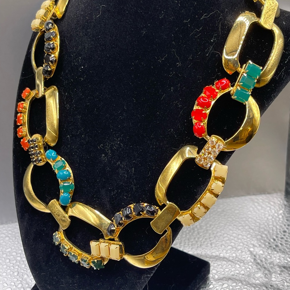 Kate Spade RARE stunning gold link necklace with colored stones - Picture 5 of 11